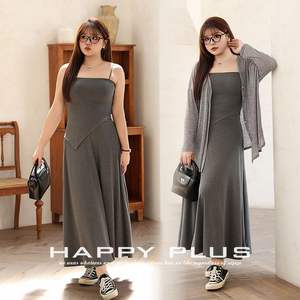 แฮปปี้พลัสกระโปรงมิดิทรงเอเอวสูงสำหรับผู้หญิงไซส์ใหญ่ สีพื้น ผ้าพลิ้วสวย สไตล์ลำลอง N8918 - Product Image 3