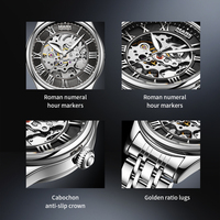 Montre mécanique pour homme Mark Fairwhale, entièrement squelettée, automatique, à remontage automatique, en acier inoxydable, étanche, lumineuse, FW-6054