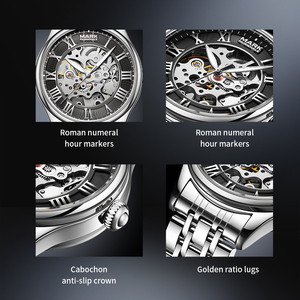Montre mécanique squelette pour homme Mark Fairwhale, entièrement squelettée, automatique, à remontage automatique, en acier inoxydable, étanche, lumineuse - Product Image 3