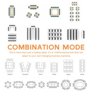 โต๊ะประชุมพับได้ขนาดกะทัดรัด โต๊ะสี่เ<span class=keywords><strong>ห</strong></span>ลี่ยมผืนผ้าขนาดใ<span class=keywords><strong>ห</strong></span>ญ่แบบเคลื่อนย้ายได้พร้อมล้อเลื่อนเ<span class=keywords><strong>ง</strong></span>ียบ โต๊ะฝึกอบรมแบบพับได้ - Product Image 4