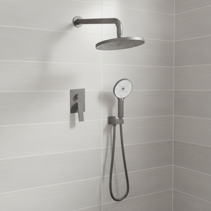 Mitigeur de douche encastré chaud/froid pour salle de bain européenne avec cartouche céramique et pommeau de douche pluie rond - Product Image 2