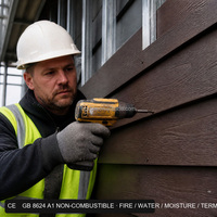 Panneau de façade en fibro-ciment à grain de bois GB8624 A1 12 mm 200x2440 mm pour revêtement mural extérieur sur mesure