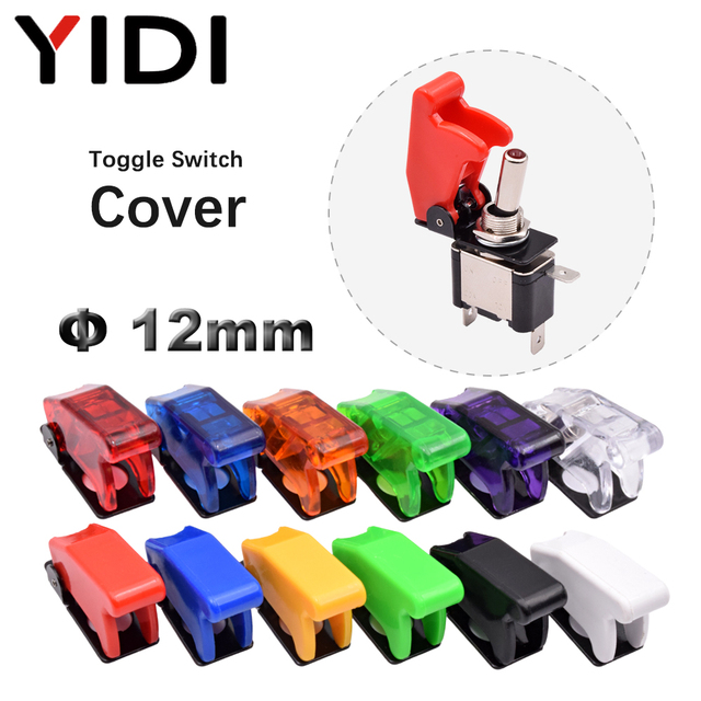Transparent Red Green Blue 12mm ASW-07D Toggle Switch Safety Dustproof Waterproof Cover Flip up Cap for Auto Car Boat Aircraft