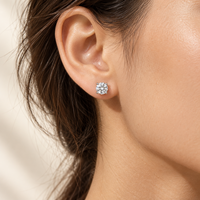 Boucles d'oreilles clous personnalisées en diamant de laboratoire rond brillant, or massif 10K 14K 18K, quatre griffes, bijoux de mariage unisexe, vente en gros