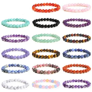 Pulsera de piedra Natural genuina apatita lapislázuli ágata cristal Ojo de Tigre pulsera de cuentas de gemas de alta calidad brazalete de joyería para hombre