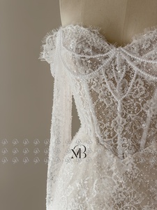 Abito <span class=keywords><strong>da</strong></span> Sposa Mini in Pizzo con Corsetto Basque e Maniche <span class=keywords><strong>a</strong></span> Spalla Scoperta Mily Bridal MQW02285 - Product Image 5