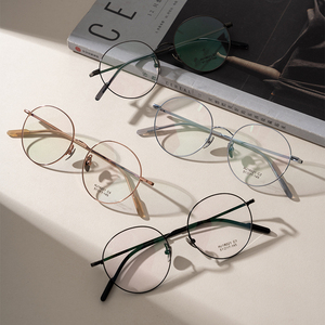 Retro Sang Trọng Vòng Nửa Titan Kính Khung Cho Nam Giới Phụ Nữ Cổ Điển Khung Quang Học Biểu Tượng Tùy Chỉnh - Product Image 1