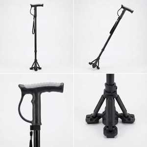 Bâton de marche télescopique en alliage d'aluminium, réglable de 65 à 90 cm, léger, pour la randonnée en extérieur, avec embout en caoutchouc et base trépied - Product Image 5