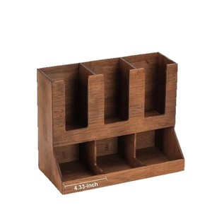 Support à tasses en bois pour bureau avec étagère de rangement pour dosettes de café et sachets de thé, organisateur grande capacité pour la cuisine ou le bureau - Product Image 5