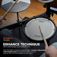 Roland TD-02KV V-Drums Electronic Drum Kit, Noise-Reducing, Mesh-Head Snare, Wide Acoustic-Style Playing Layout, Onboard Coach