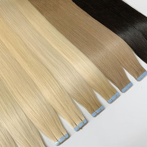 Extensions de cheveux naturels <span class=keywords><strong>invisibles</strong></span> à bandes adhésives 30 pouces blondes double épaisseur 100% Remy vierges alignées sur la cuticule pour salon de coiffure - Product Image 1