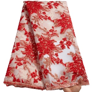 Tissu africain en dentelle Brocade dorée, étoffe Jacquard, Organza, Tulle français, doux, couture de mariage, <span class=keywords><strong>2021</strong></span>, nouvelle collection 2579 - Product Image 1