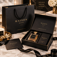Ensemble cadeau de parfum personnalisé recyclable, sac en papier kraft avec ruban imprimé en couleur, emballage haut de gamme