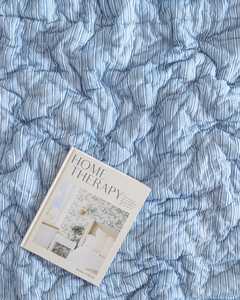 Indian Hand Block Print Blue Cotton <b>Quilt</b> Floral Bedspread Queen Comforter Reversible Lightweight Blanket - Product Image 5