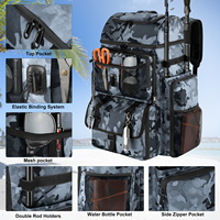 Sac à dos de pêche imperméable de grande capacité personnalisé avec poche isotherme, sac de rangement pour matériel de pêche, sac pour équipement de pêche