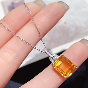 天然黄水晶宝石吊坠项链，925银吊坠，女士时尚珠宝吊坠饰品批发供应商 - Product Image 2