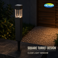 Lampadaire solaire carré SMD LED 8LM blanc chaud 3000K 1.2V 600mAh batterie Ni-MH 46x46mm panneau lampe de jardin extérieure