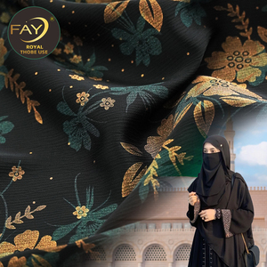 Tissu Abaya à motif floral en polyester 100% résistant aux plis de haute qualité avec impression sur feuille pour les filles musulmanes sur <span class=keywords><strong>Tik</strong></span> <span class=keywords><strong>Tok</strong></span> - Product Image 4