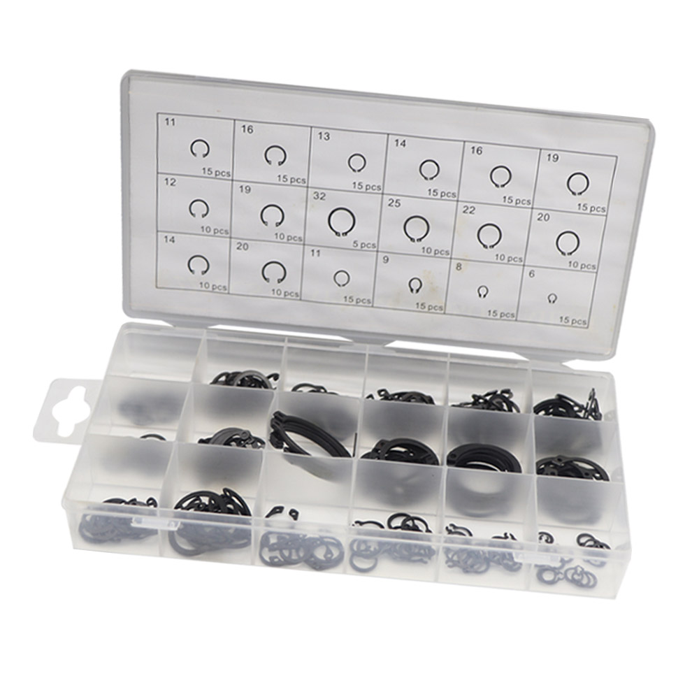 E Clips S Assortment Kit C-Clip Circlip Internal External Retaining Ring Washer Assortment Kit For Shaft Fastener Hardware Acessories(18-Size,300Pcs,Black Snap Ring Groove Washer Kit