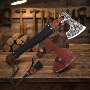 Hache Viking en Acier Inoxydable Forgé à la Main, Meilleur Rapport Qualité-Prix, avec Manche en Bois, Hachette de Camping et de Chasse Valhalla pour la Survie - Product Image 4