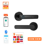 Poignée de porte intelligente avec empreinte digitale Tuya/TTLock, contrôle à distance par application, Cloud/Wi-Fi, alliage d'aluminium, entrée sans clé, porte en bois