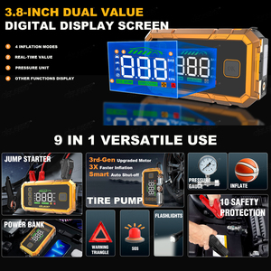 Démarreur de voiture <span class=keywords><strong>26000mAh</strong></span> avec batterie externe QC3.0 18W et double port USB à charge rapide pour moteurs essence 10L et diesel 10L 12V - Product Image 3