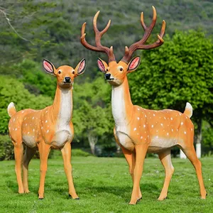 Jingujin Hot Sale Fiberglass Deer Sculpture For Outdoor Lightweight Structure 3d Fiberglass Sculpture For Park