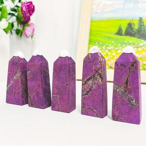 Venta al por mayor de Fanshi: Varita cuadrada de cristal curativo natural Purporita, torre de Stichtita morada profunda para decoración - Product Image 3