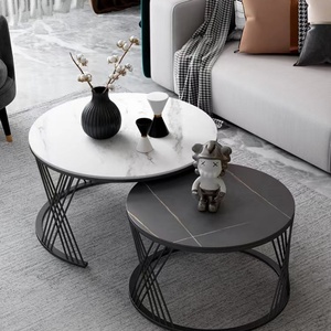 Mesa de centro para sala de estar, estilo lujo ligero, moderna y sencilla, con tablero de roca de diseño popular, combinación de letras para el hogar. - Product Image 4