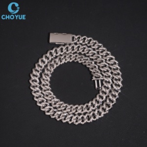 Collar de Cadena de Lujo Unisex con Diseño al por Mayor, Plata 925 Bañada en Rodio, Moissanita de Corte Brillante Redondo y Engaste en Canal - Product Image 2