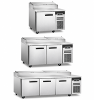 Table de préparation de pizzas en acier inoxydable 304 certifiée CE ETL, réfrigérateur 1, 2 ou 3 portes, refroidissement par ventilateur, plan de travail pour pizzeria et cuisine de restaurant