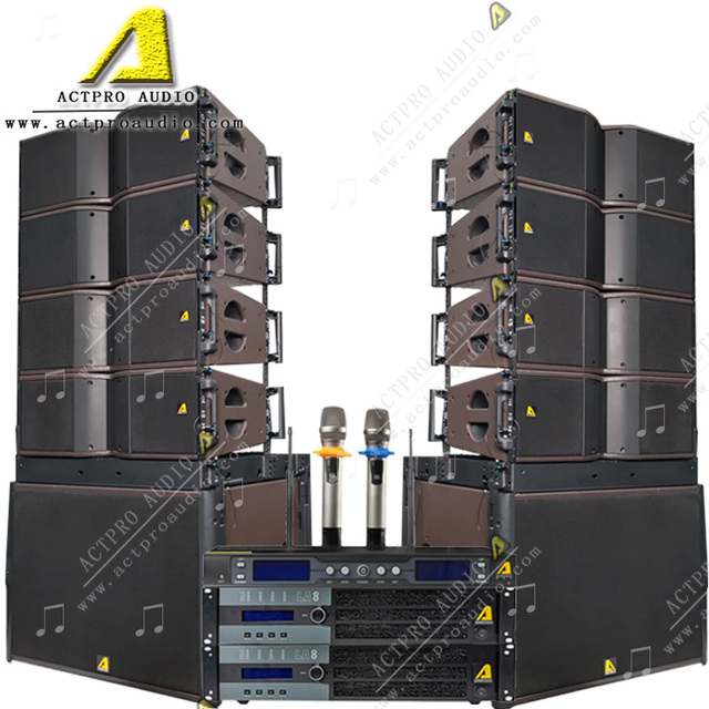 ACTPRO Mixer Amplifier Audio Double 8 Inch PA System Solution KR208 KR18 18 Inch Speaker Line Array Active Speaker Set Powered