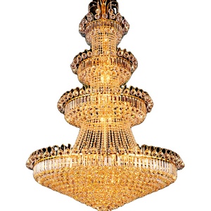 Lámpara de Araña Moderna de <span class=keywords><strong>Cristal</strong></span> de Lujo para Vestíbulo de Hotel, Sala de Estar, Foyer, Diseño Personalizado <span class=keywords><strong>en</strong></span> Dorado para Bodas - Product Image 6