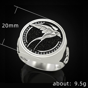 Bague pour homme F547 avec motif d'aile et micro-pavé de zircon cubique, bijou tendance, cadeau - Product Image 4
