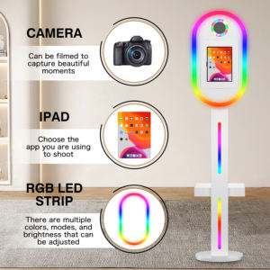 Vanplex hình bầu dục iPad Photo Booth Shell máy DSLR khả năng tương thích kiosk máy ảnh chủ kim loại + LCD vòng ánh sáng Trọng lượng nhẹ xách tay 1 - Product Image 2