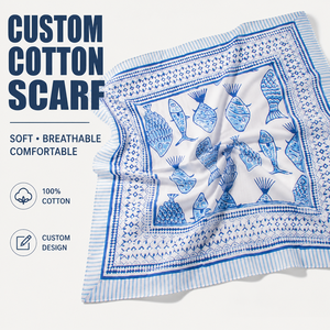 Foulard carré imprimé 100 % coton personnalisé de 24 pouces, bandana personnalisé, foulard pour le cou et la tête, accessoire de sac, marque privée OEM - Product Image 1