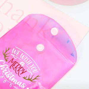 Pochette enveloppe en plastique holographique rose de haute qualité avec bouton pour emballages cadeaux de Noël, sacs pour bonbons avec logo personnalisé - Product Image 3