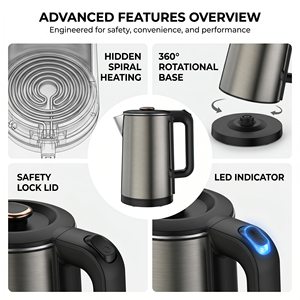 Hot Sale 1.7L Kettle 1500W Stainless Steel 304 Mechanical Control Boil-Dry Hotel Use Portable Hot Sale 1.7l Kett - Product Image 2