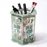 Support de stylo en acrylique personnalisé OEM, écologique, avec motifs et textes imprimés UV, découpé CNC – Article de collection artistique