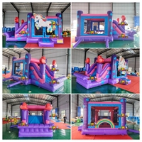 Castillo Inflable con Tobogán Unicornio CE, Comercial, de PVC, para Niños, para Alquiler en Fiestas y Juegos al Aire Libre