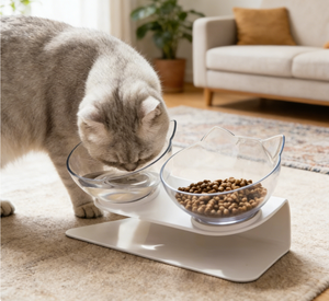 Ciotole Doppie Automatiche Inclinate a 15 Gradi per Gatti e Cani, Protezione della Colonna Cervicale, Materiale ABS PC, Utensili per l'Alimentazione - Product Image 6