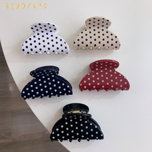 Solid Color Black White Polka Dot 6cm Acetate Hair Clip Women Elegant Half Hair Claw Girl Style Red <strong>Navy</strong> Blue Hair <strong>Accessory</strong> - Product Image 1