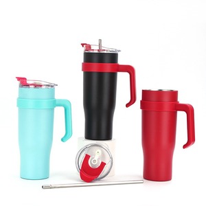 Stainless Steel Insulated Tumbler 40oz With Handle And Straw For Travel Car Use - Product Image 1