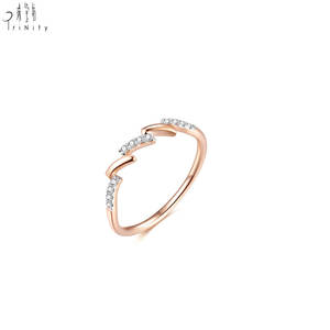 Nouvelle arrivée, bague pour femme en or rose massif 18 carats, design minimaliste linéaire créatif, avec diamant naturel véritable, bague empilable - Product Image 2