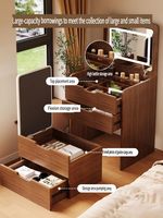 Coiffeuse avec miroir éclairé rabattable, petite table de maquillage 3-en-1 avec plateau en verre transparent, 3 tiroirs et tabouret de rangement dissimulé
