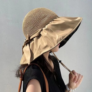 Women's <b>Summer</b> Wide Brim Sun Hat Khaki UV Protection Breathable Bucket Hat Face Covering Fisherman Hat - Product Image 1