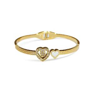 Gold Plated Heart-Shaped Romantic Cuff <b>Bracelet</b> Romantic Alloy <b>Bracelet</b> for Gift Made From Zinc Alloy - Product Image 1