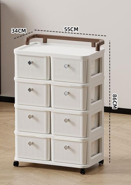 Double drawer cabinet-4 layers beige gray