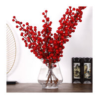 Branches de fruits rouges en mousse plastique, décoration festive de Noël pour la maison