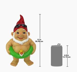 Mignon Résine Sexy Gnome De Jardin Nu Avec Swing Anneau Statue Piscine Plage Décoration - Product Image 3